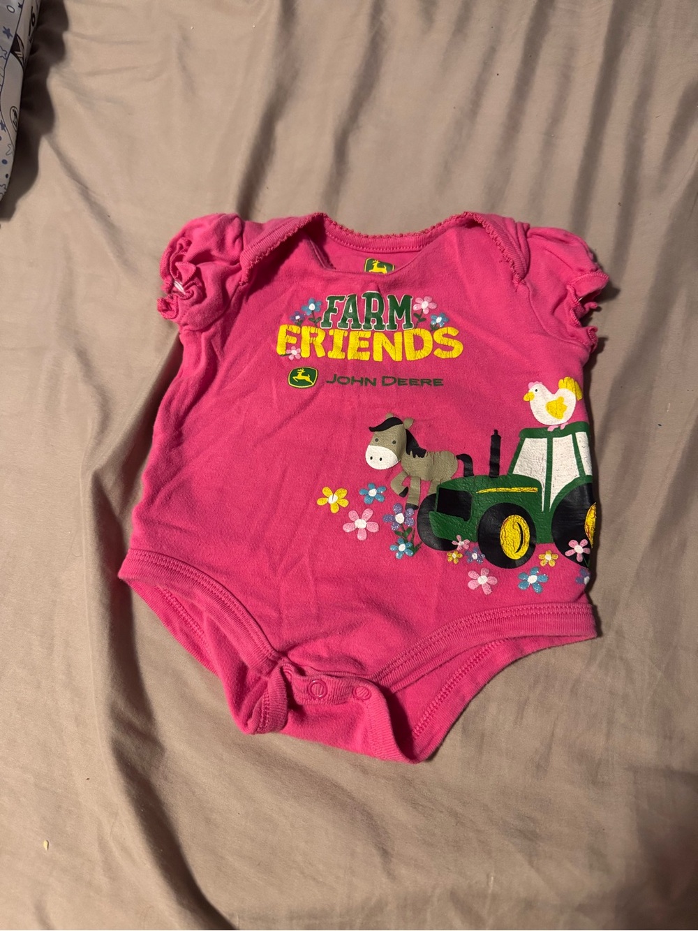 John Deere Pink 'Farm Friends' Baby One-Piece Bodysuit